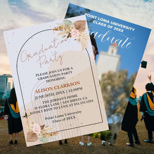 Personalisiert Boho Pampas Grass Graduation Party Einladung