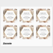 Personalisiert Boho Pampas Grass Wedding Quadratischer Aufkleber (Blatt)