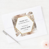 Personalisiert Boho Pampas Grass Wedding Quadratischer Aufkleber (Umschlag)