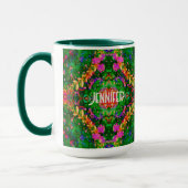 Personalisiert Boho Pattern Green Inspirivity Tass Tasse (Links)