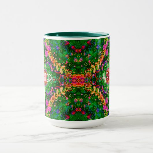 Personalisiert Boho Pattern Green Inspirivity Tass Tasse (Zentrum)