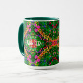 Personalisiert Boho Pattern Green Inspirivity Tass Tasse (Vorderseite Links)