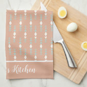 Personalisiert Boho Peach Sage Green Abstrakt Geschirrtuch (Viertel Falte)