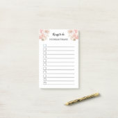 Personalisiert Boho Pink Florals Post-it Klebezettel (Auf Schreibtisch)