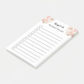 Personalisiert Boho Pink Florals Post-it Klebezettel (angewinkelt)