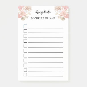 Personalisiert Boho Pink Florals Post-it Klebezettel