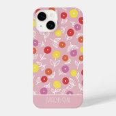 Personalisiert Boho Pink Modern Floral pattern nam iPhone Hülle (Rückseite)