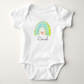 Personalisiert Boho Rainbow Baby Name Heart Pastel Baby Strampler (Vorderseite)