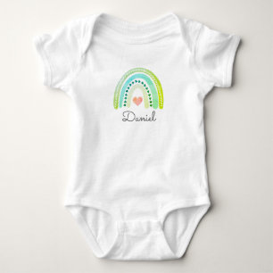 Personalisiert Boho Rainbow Baby Name Heart Pastel Strampler