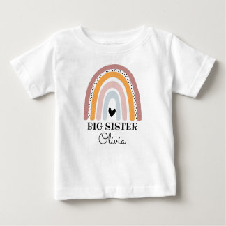 Personalisiert Boho Rainbow Big Sister Baby T-shirt