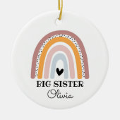 Personalisiert Boho Rainbow Big Sister Keramik Ornament (Vorne)