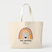 Personalisiert Boho Rainbow Big Sister Tote Bag Jumbo Stoffbeutel (Vorne)