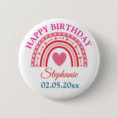Personalisiert Boho Rainbow Birthday Button (Vorderseite)