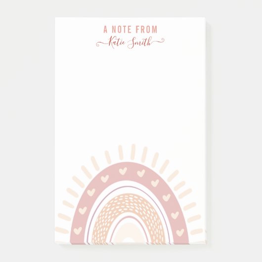 Personalisiert Boho Rainbow Calligrafy Teacher Post-it Klebezettel (Vorderseite)