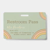 Personalisiert Boho Rainbow Hall Pass Green Ausweis (Rückseite)