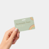 Personalisiert Boho Rainbow Hall Pass Green Ausweis (Handheld)