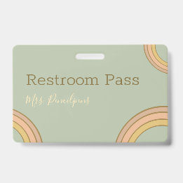 Personalisiert Boho Rainbow Hall Pass Green Ausweis