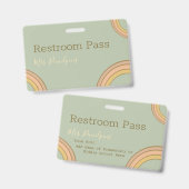 Personalisiert Boho Rainbow Hall Pass Green Ausweis (Vorder- & Rückseite)