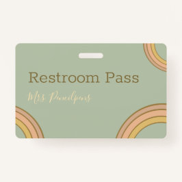 Personalisiert Boho Rainbow Hall Pass Green Ausweis