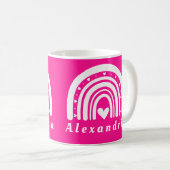 Personalisiert Boho Rainbow Hot Pink Kaffeetasse (VorderseiteRechts)