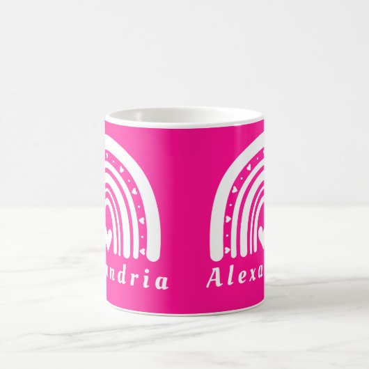 Personalisiert Boho Rainbow Hot Pink Kaffeetasse (Mittel)