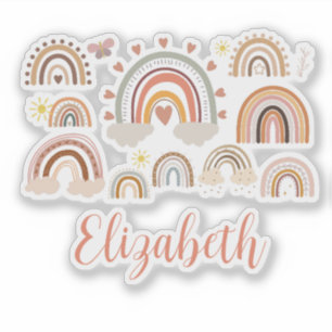 Personalisiert Boho Rainbow Kids Aufkleber