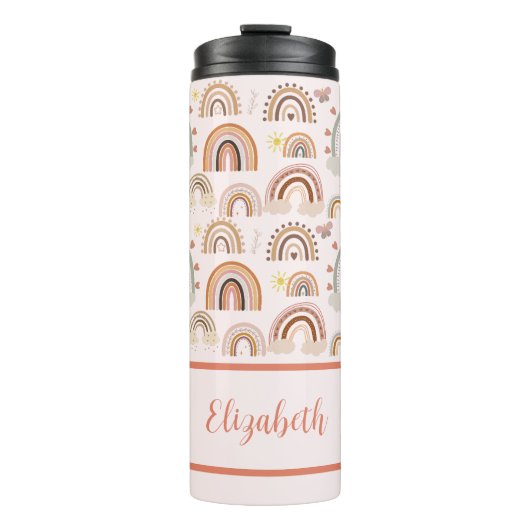 Personalisiert Boho Rainbow Kids Thermosbecher (Vorderseite)