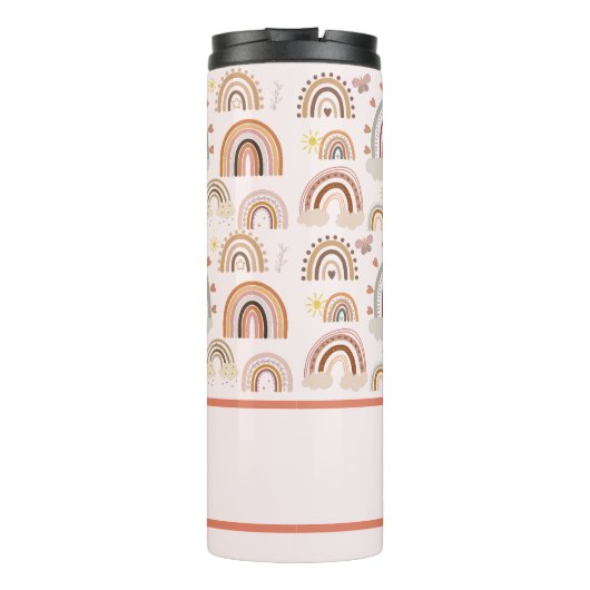 Personalisiert Boho Rainbow Kids Thermosbecher (Rückseite)