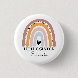 Personalisiert Boho Rainbow Little Sister Button
