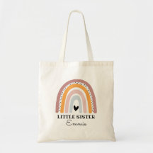 Personalisiert Boho Rainbow Little Sister Tote Bag
