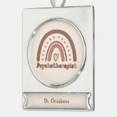 Personalisiert Boho Rainbow Psychotherapeut Banner-Ornament Silber (Links)