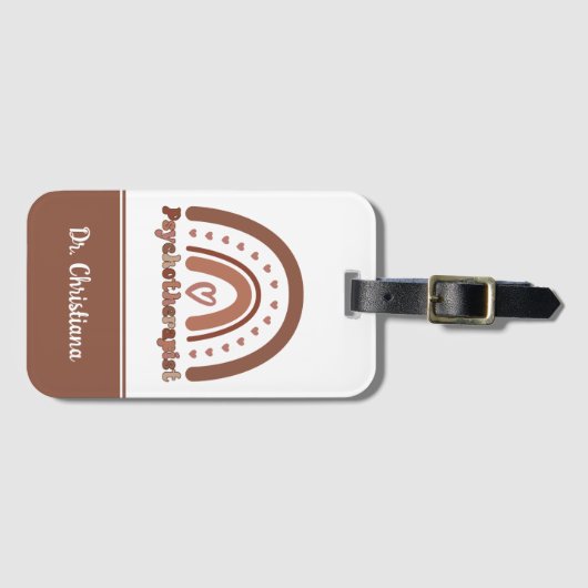 Personalisiert Boho Rainbow Psychotherapeut Gepäckanhänger (Vorderseite (Horizontal))