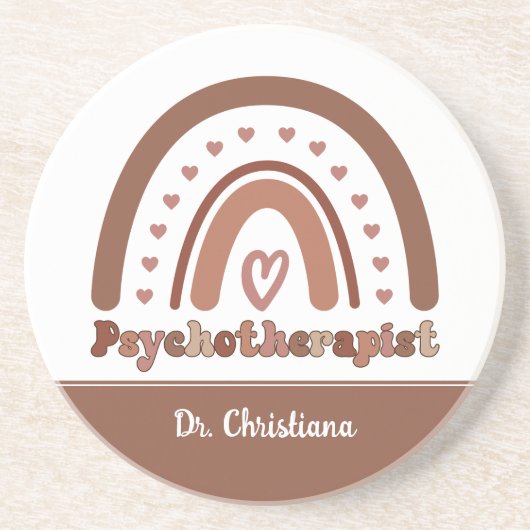 Personalisiert Boho Rainbow Psychotherapeut Getränkeuntersetzer (Vorne)