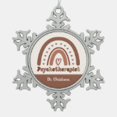 Personalisiert Boho Rainbow Psychotherapeut Schneeflocken Zinn-Ornament (Vorderseite)