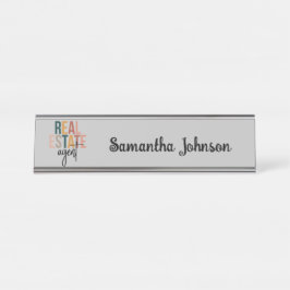 Personalisiert Boho Real Anwesen Agent Geschenk Schreibtischnamensplakette
