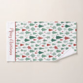 Personalisiert Boho Red Green Weihnachtsbaum Urlau Badhandtuch Set (Handtuch)