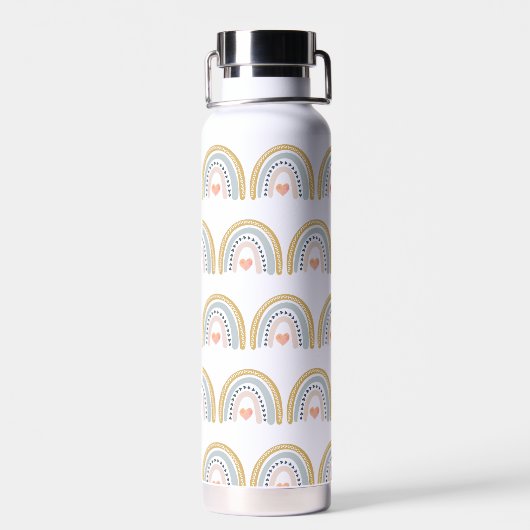 Personalisiert Boho Regenbogen Muster Wasserfarbe Trinkflasche (Rückseite)