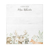 Personalisiert Boho Rustic Wildlife Teacher Notizblock (Vorderseite)
