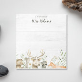 Personalisiert Boho Rustic Wildlife Teacher Notizblock