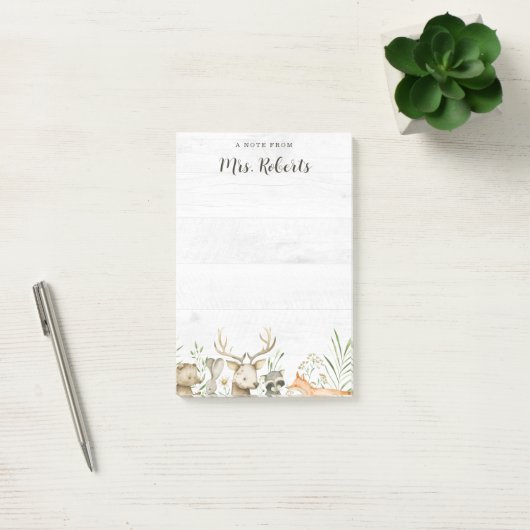 Personalisiert Boho Rustic Wildlife Teacher Post-it Klebezettel (Büro)