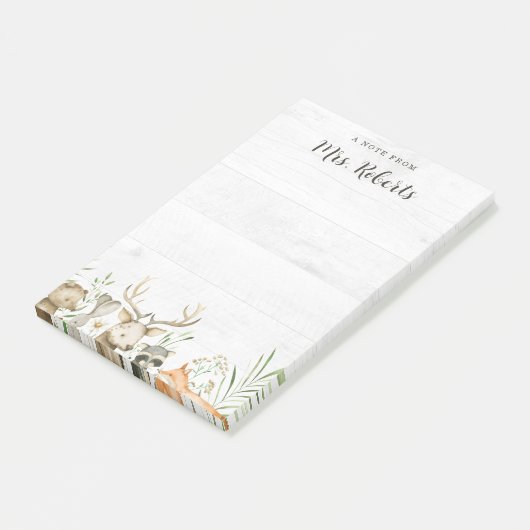 Personalisiert Boho Rustic Wildlife Teacher Post-it Klebezettel (angewinkelt)