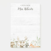 Personalisiert Boho Rustic Wildlife Teacher Post-it Klebezettel (Vorderseite)