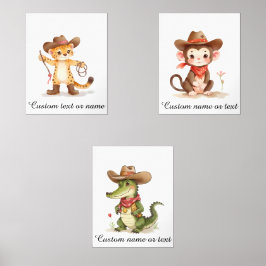 Personalisiert Boho Safari Cowboy Kinderzimmer Kin Bilderwand Sets