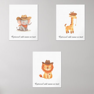 Personalisiert Boho Safari Cowboy Kinderzimmer Zim Bilderwand Sets