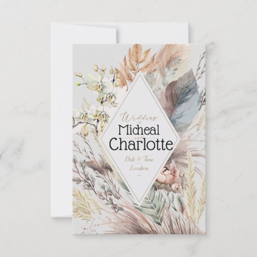 Personalisiert Boho Style Wedding Einladung (Vorderseite)