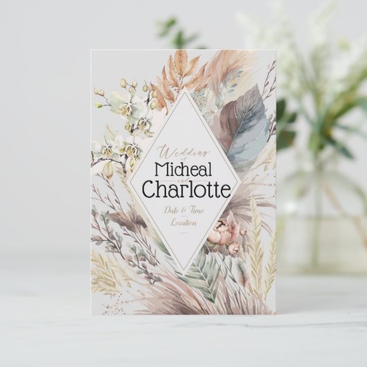 Personalisiert Boho Style Wedding Einladung (Stehend Vorderseite)