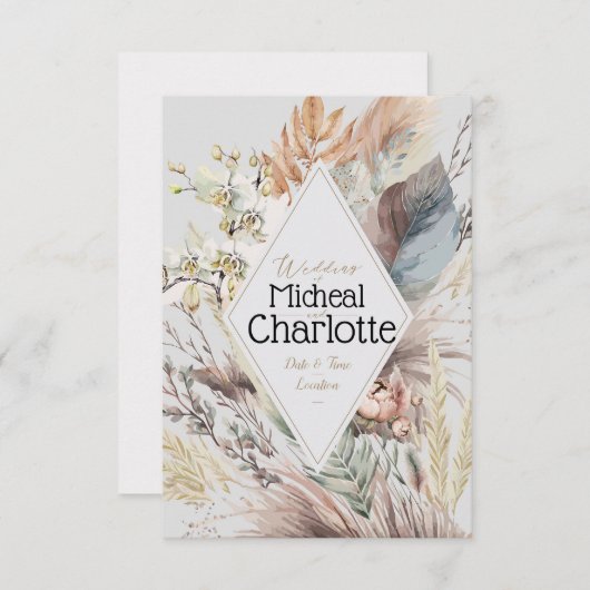 Personalisiert Boho Style Wedding Einladung (Vorne/Hinten)