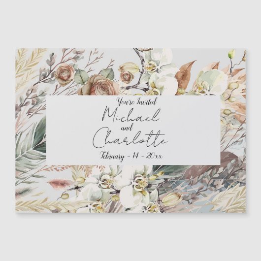 Personalisiert Boho Style Wedding Magneteinladung (Vorderseite)