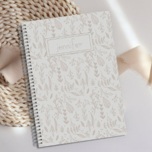 Personalisiert Boho Taupe Fun Niedlich Leaf Journa Notizblock