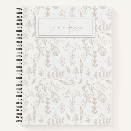 Personalisiert Boho Taupe Fun Niedlich Leaf Journa Notizblock (Vorderseite)
